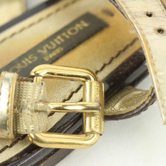 Louis Vuitton Size 36 Gold Leatherx Monogram Be Happy Flat Gladiator Sandals1224 - Picture 12 of 12